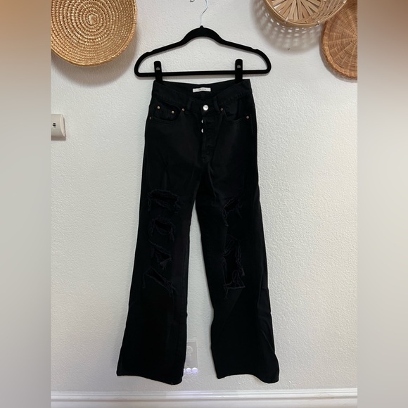 Pacsun Baggy Jean Black Distressed - Size 25 - Picture 1 of 6